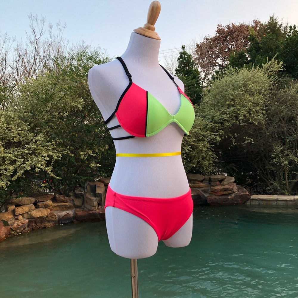 PINK Yellow and Pink Bikini Set